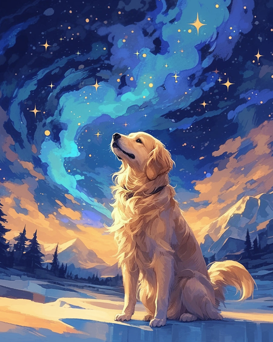 Golden Retriever Looking Up Cross Stitch Kits