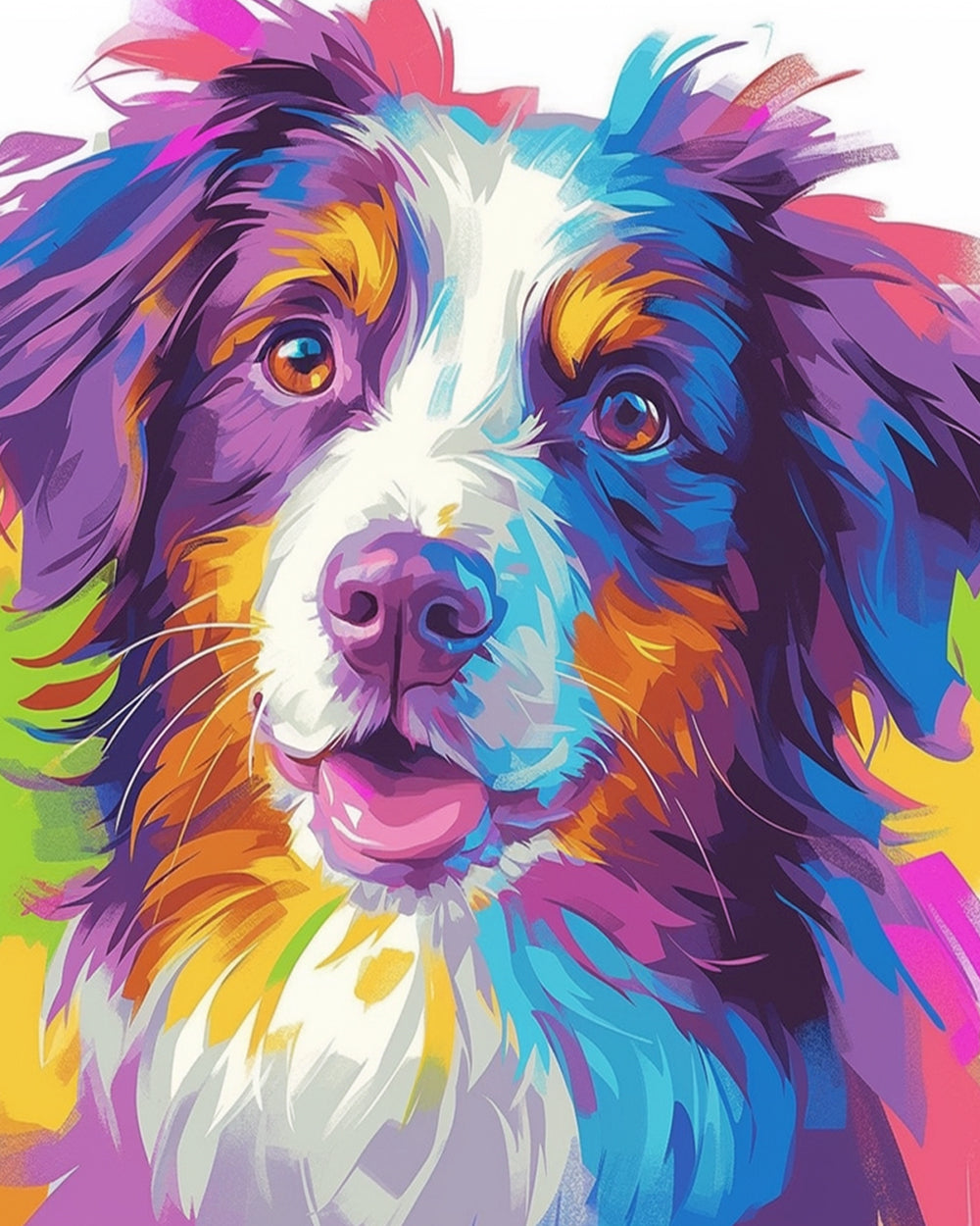 Smiling Colored Border Collie Cross Stitch Kits