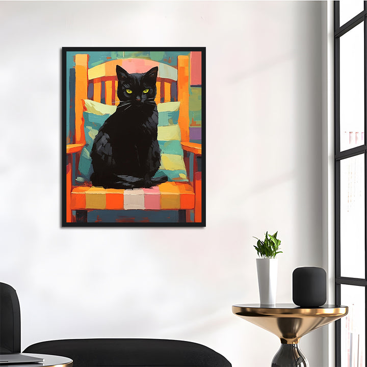Black Cat on Chair Cross Stitch Kits