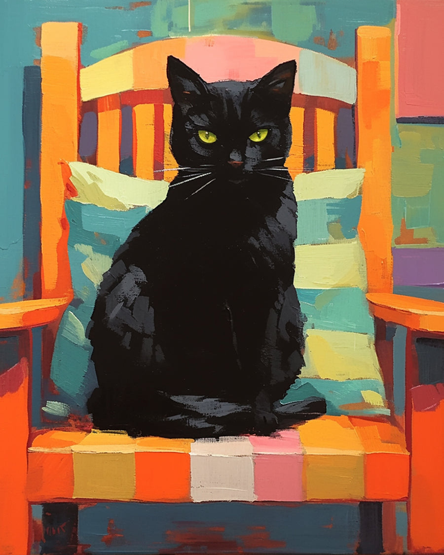 Black Cat on Chair Cross Stitch Kits