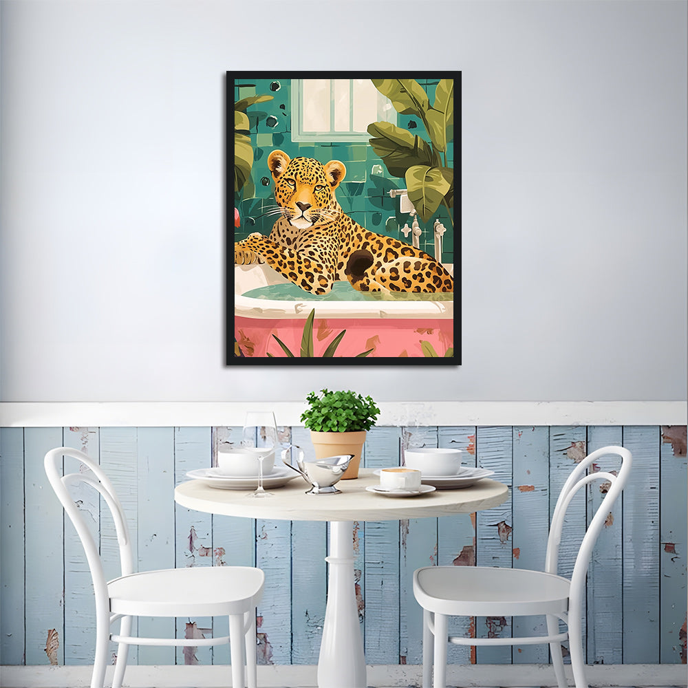 Leopard Taking Bath Cross Stitch Kits