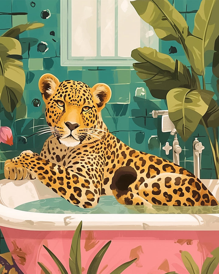 Leopard Taking Bath Cross Stitch Kits