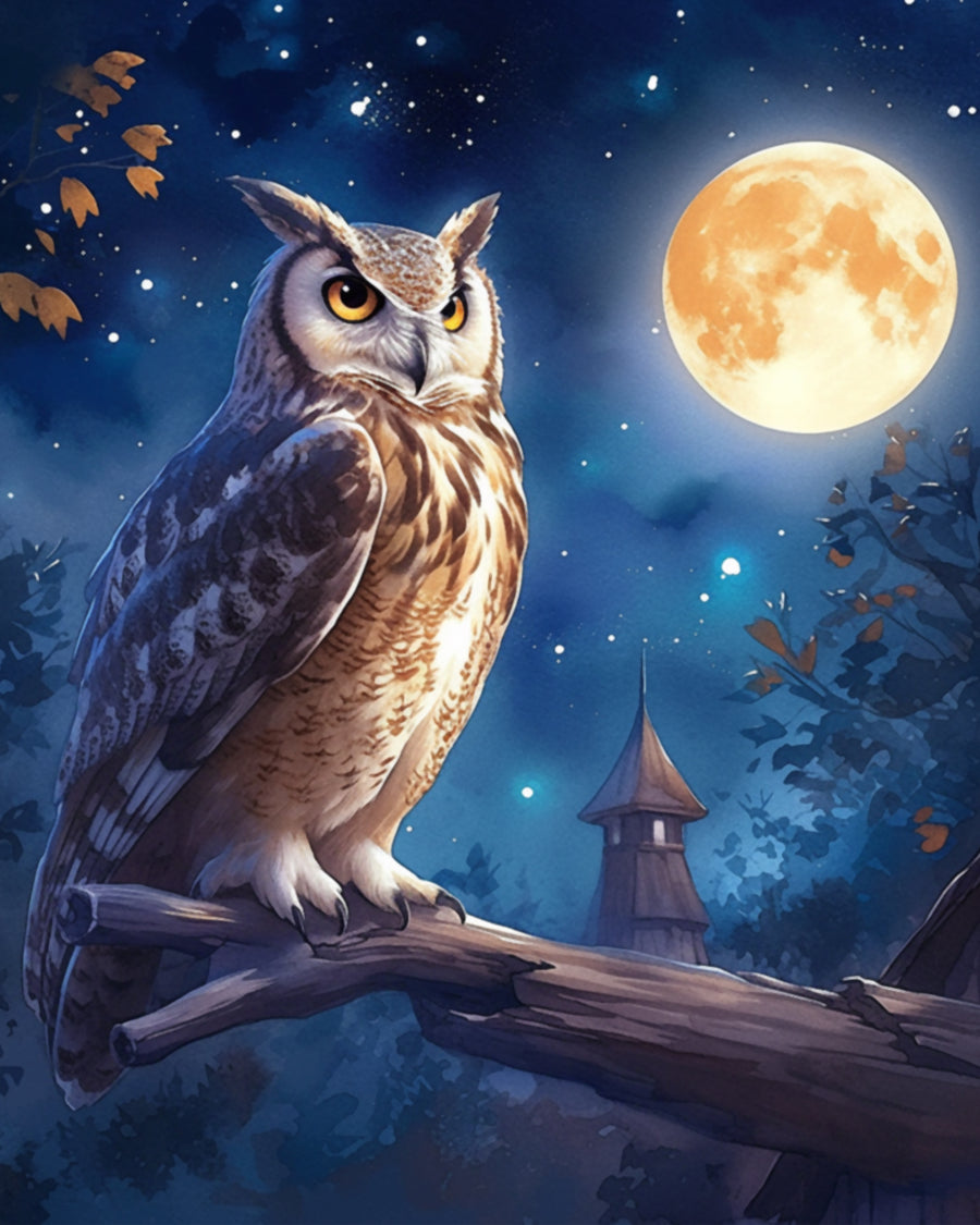 Owl on A Full Moon Night Cross Stitch Kits