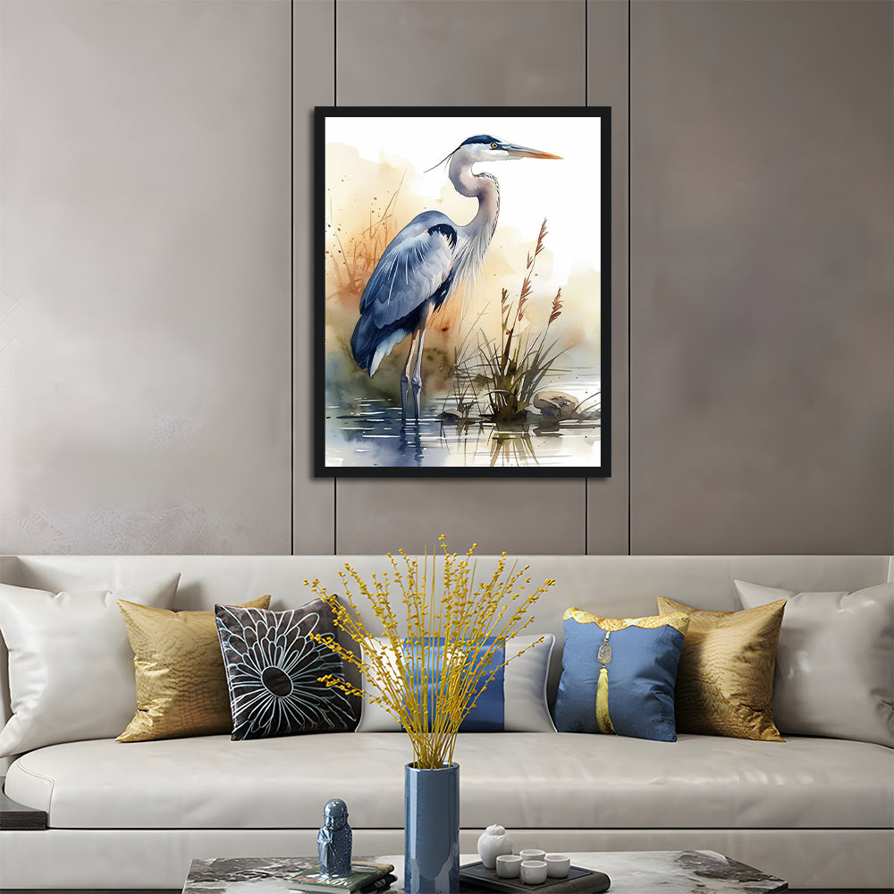Watercolor Blue Heron Cross Stitch Kits