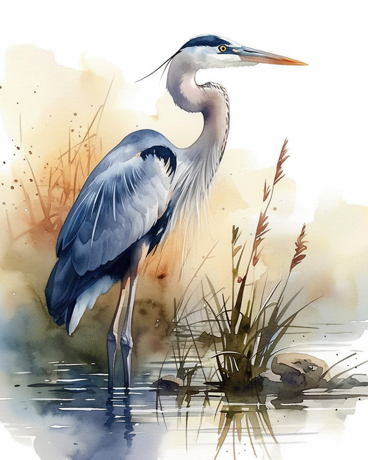 Watercolor Blue Heron Cross Stitch Kits