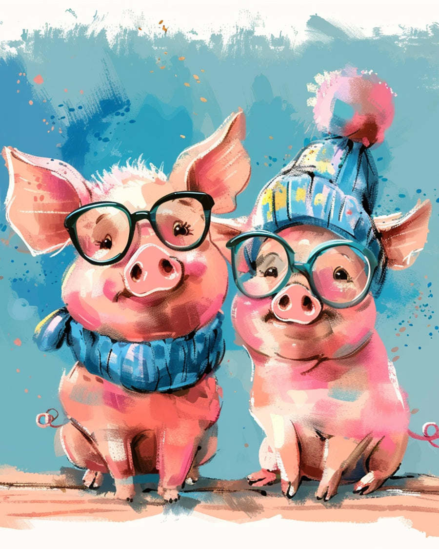 A pair of Piglets Collar Cross Stitch Kits