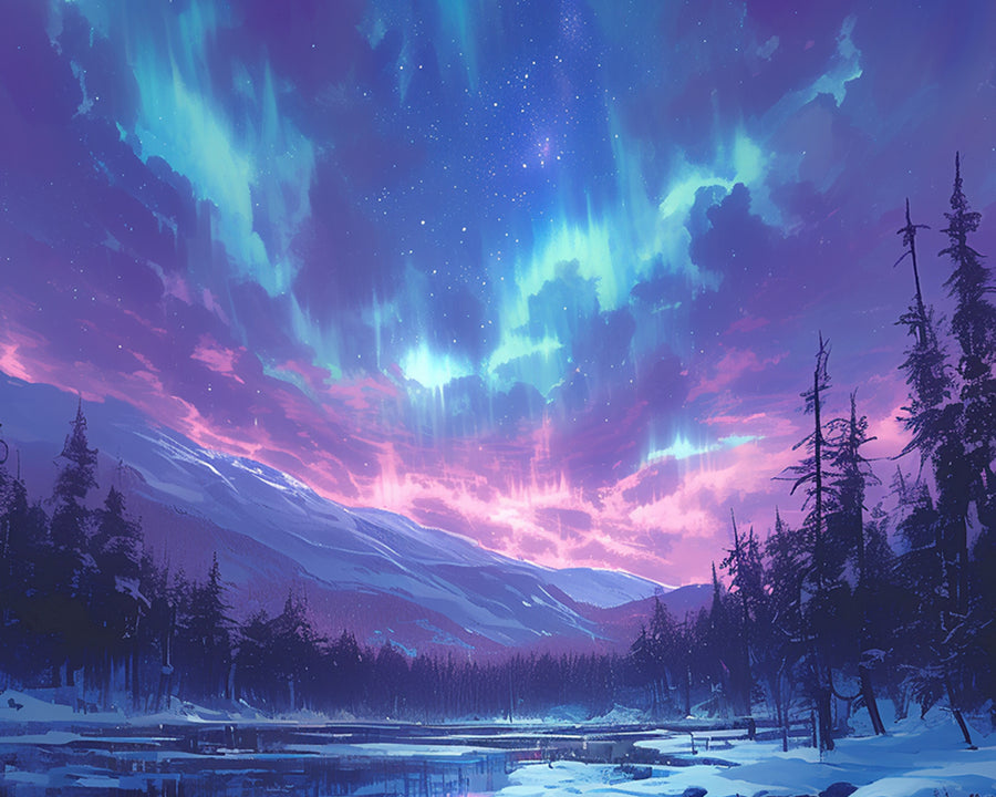 Blue Purple Aurora Sky Cross Stitch Kits