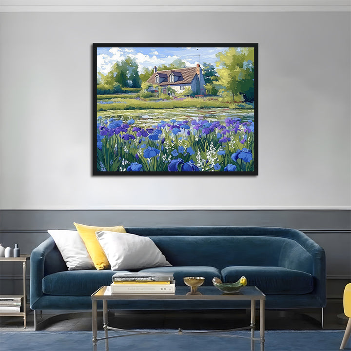 Small House in Purple Flower Field Cross Stitch Kits