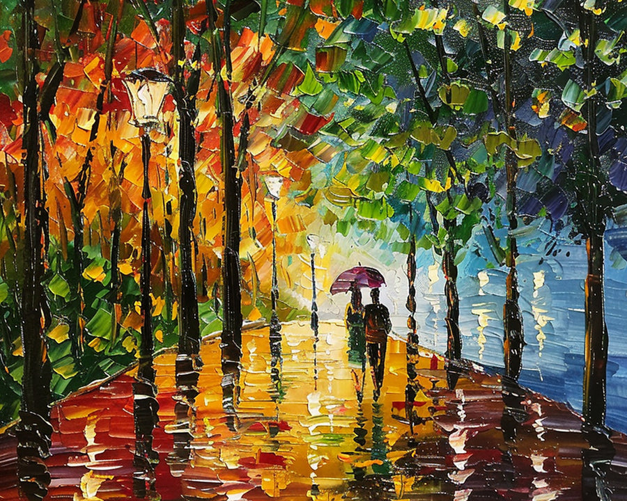 A Couple Walking in the Rain Cross Stitch Kits