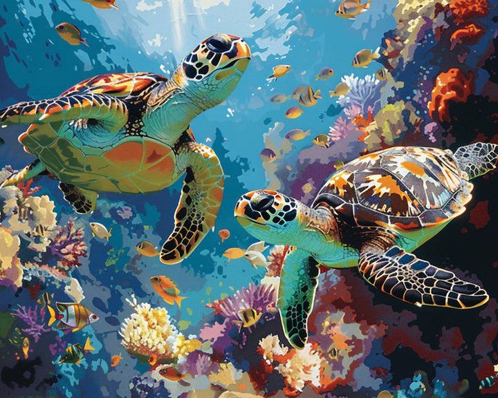 Two Turtles in the Ocean Cross Stitch Kits