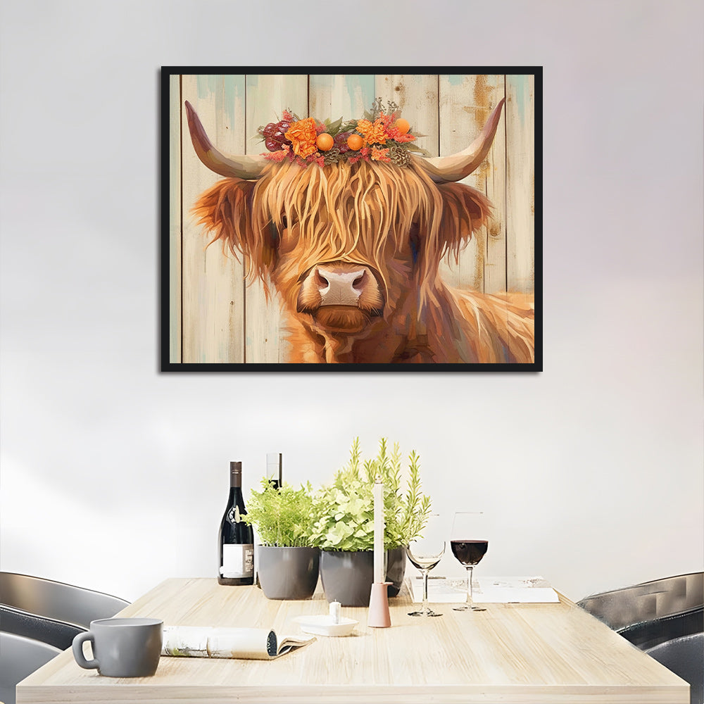 Brown Yak with a Wreath Cross Stitch Kits