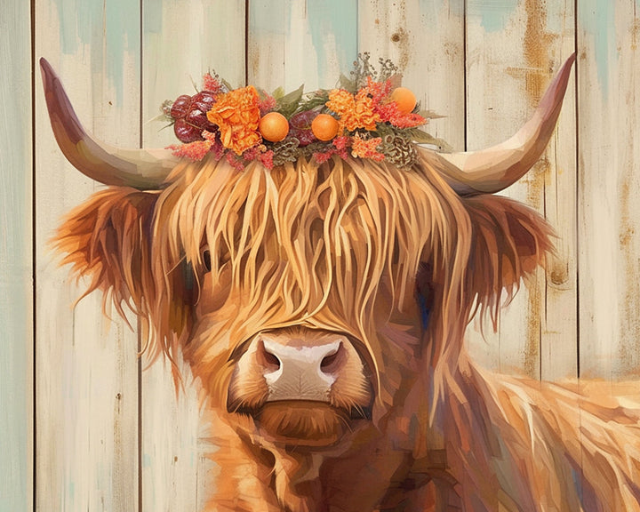 Brown Yak with a Wreath Cross Stitch Kits