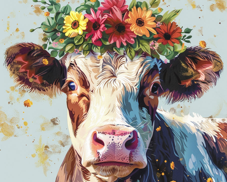 Cow with Wreath Cross Stitch Kits