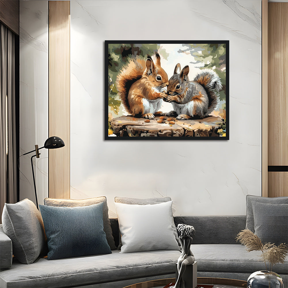 Two Little Squirrels Eating Nuts Cross Stitch Kits