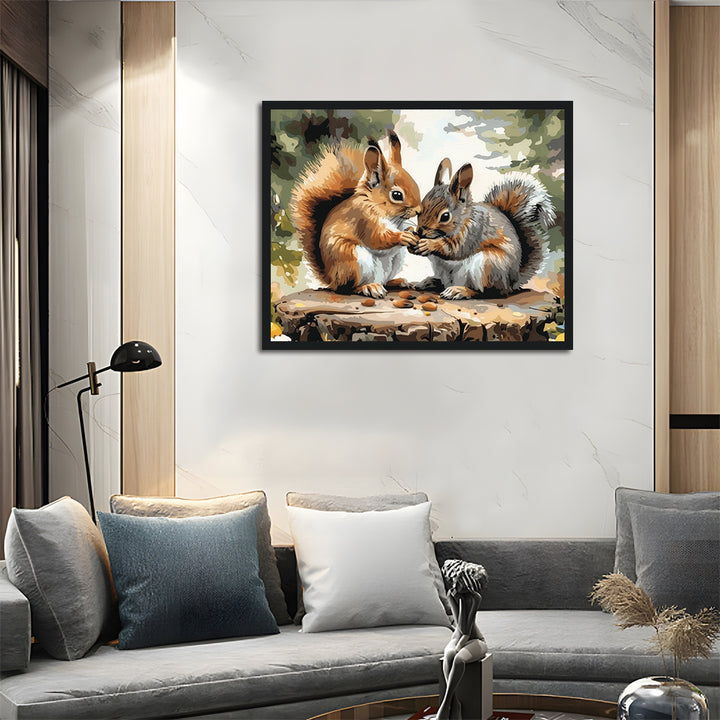 Two Little Squirrels Eating Nuts Cross Stitch Kits