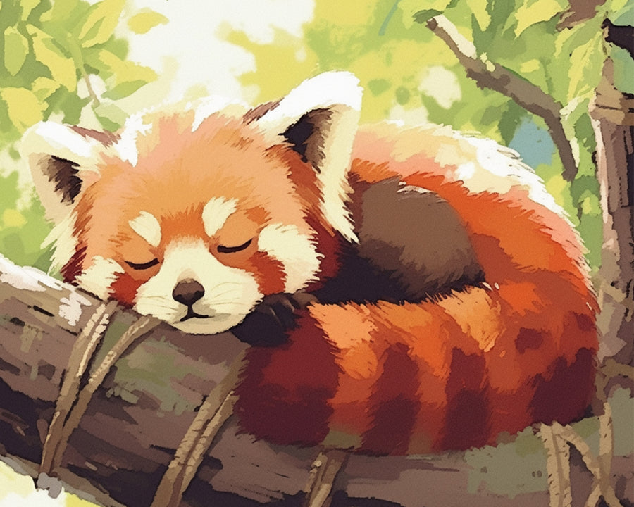 Red Panda Sleeping in a Tree Cross Stitch Kits