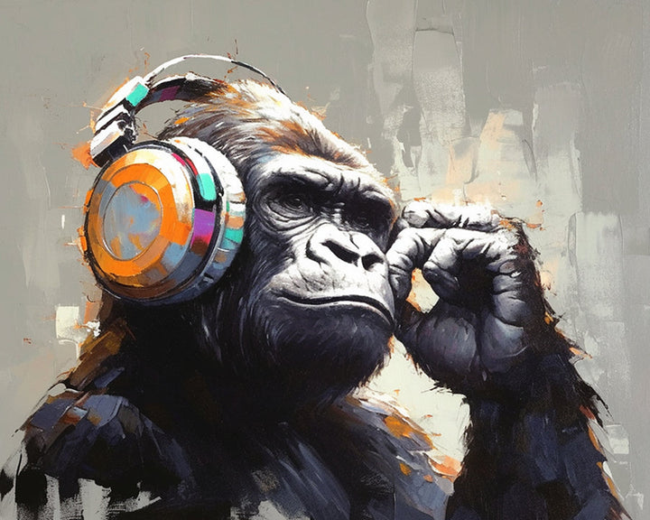 Chimpanzee with Headphones Cross Stitch Kits