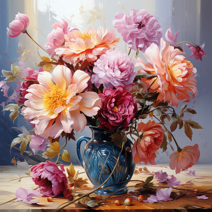 Colorful Peony Flowers Cross Stitch Kits