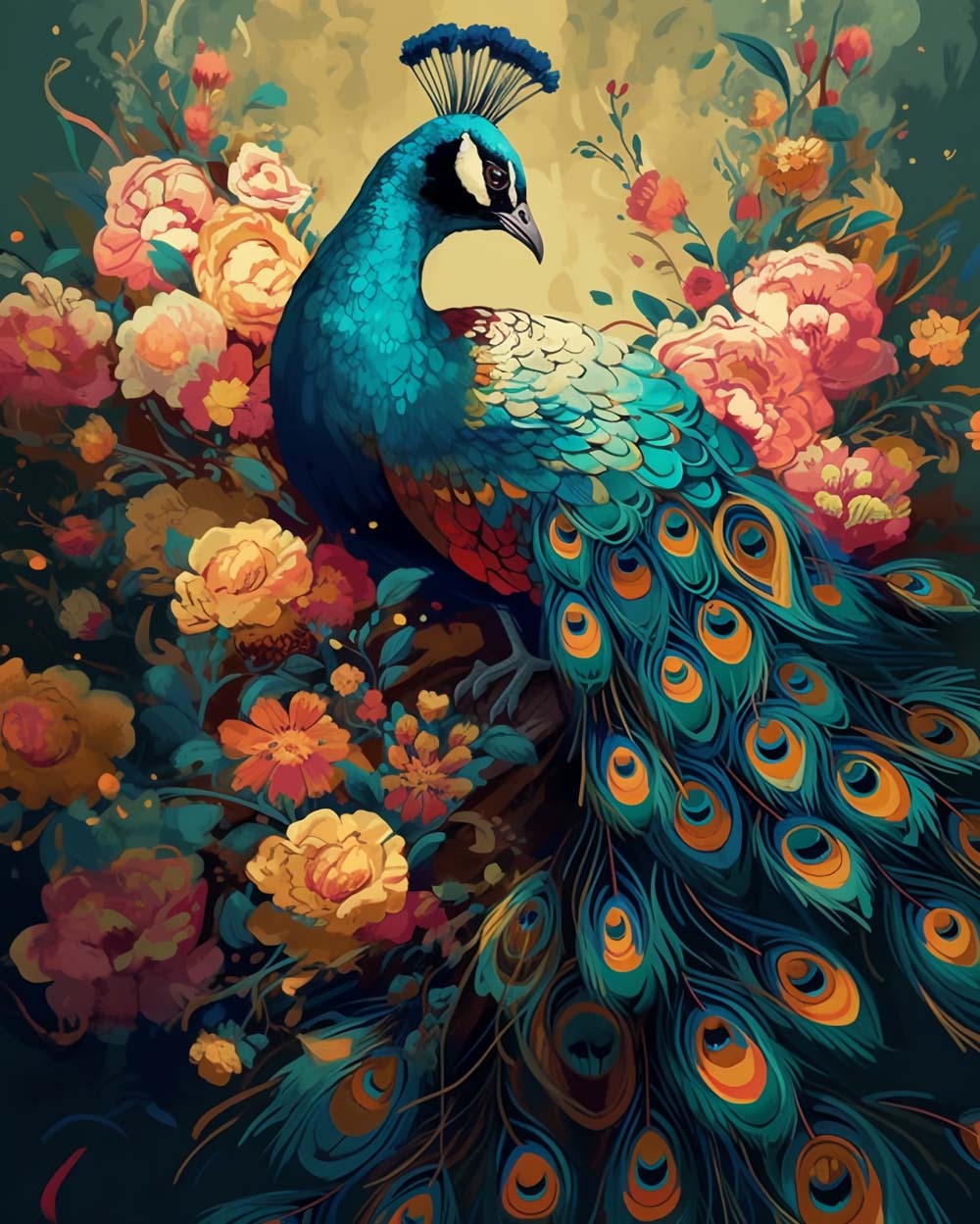 Flowers and Peacock Cross Stitch Kits