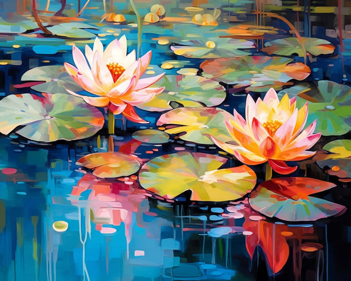 Lotus Leaves and Lotus Flowers Cross Stitch Kits
