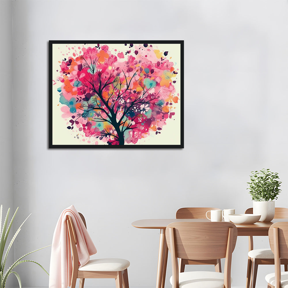 Pink Watercolor Tree Cross Stitch Kits