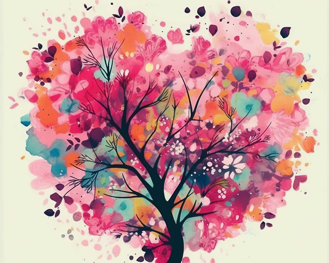 Pink Watercolor Tree Cross Stitch Kits