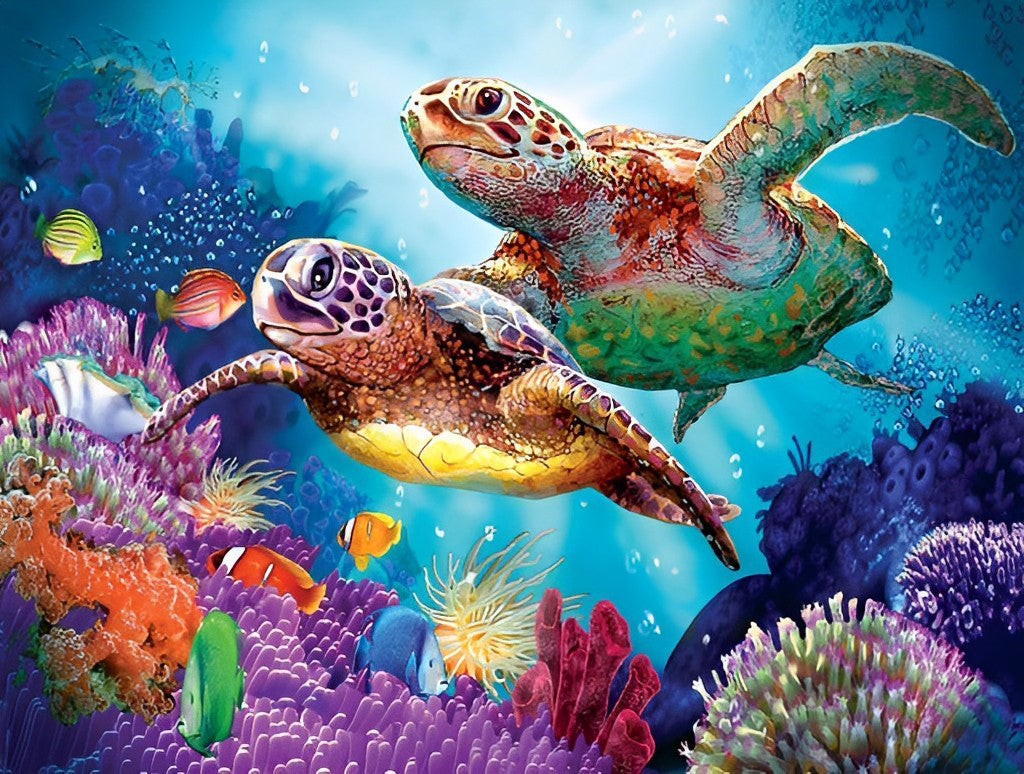 Two Turtles Swimming Cross Stitch Kits