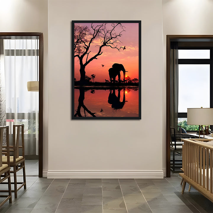 Sunset Elephant Reflection Cross Stitch Kits