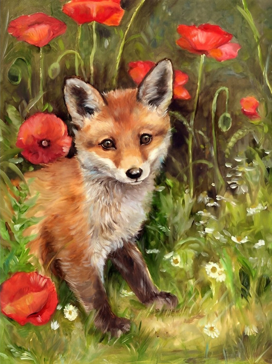 Little Fox in the Flowers Cross Stitch Kits