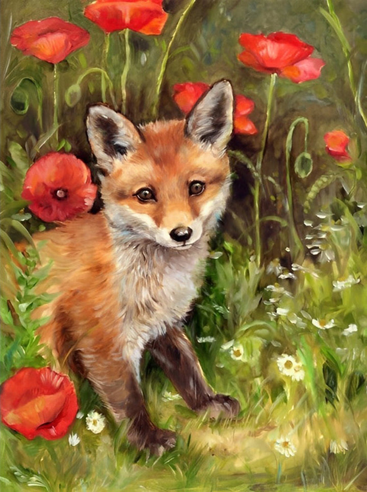 Little Fox in the Flowers Cross Stitch Kits