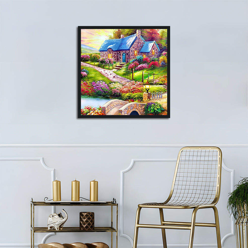 Country Cottage Full of Flowers Cross Stitch Kits