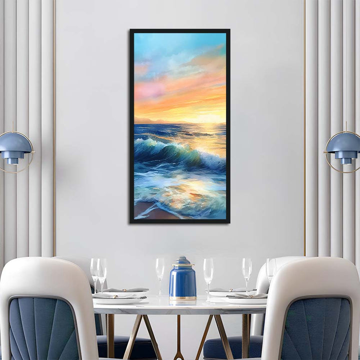 Golden Sunset Illuminates Rolling Waves Cross Stitch Kits