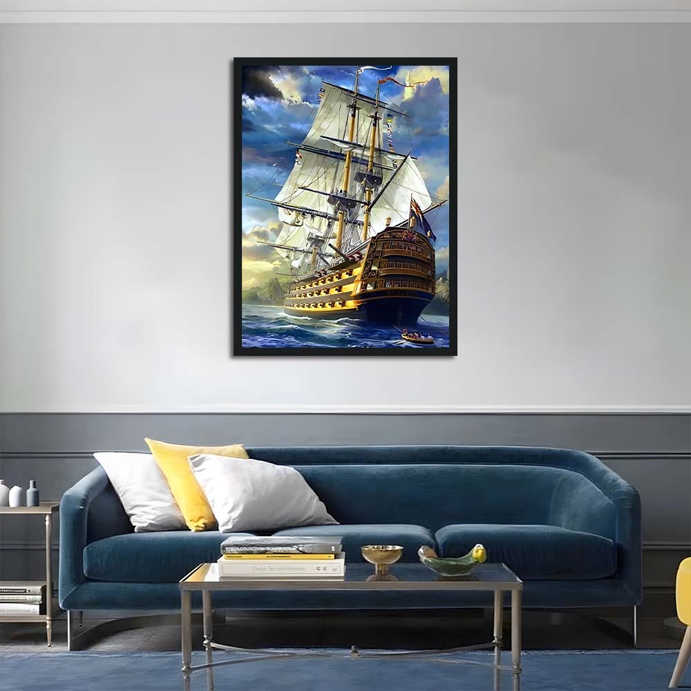 Large Wooden Ship Sails Sea Cross Stitch Kits