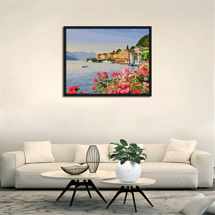 Pastel Buildings Line Blue Shore Cross Stitch Kits