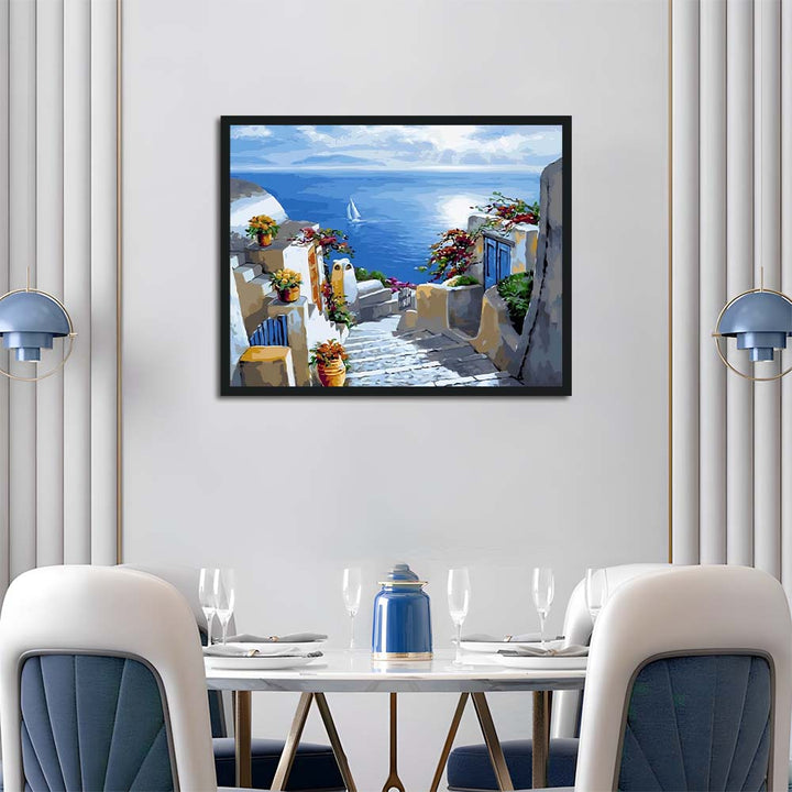 Stone Steps Lead toward Blue Sea Cross Stitch Kits