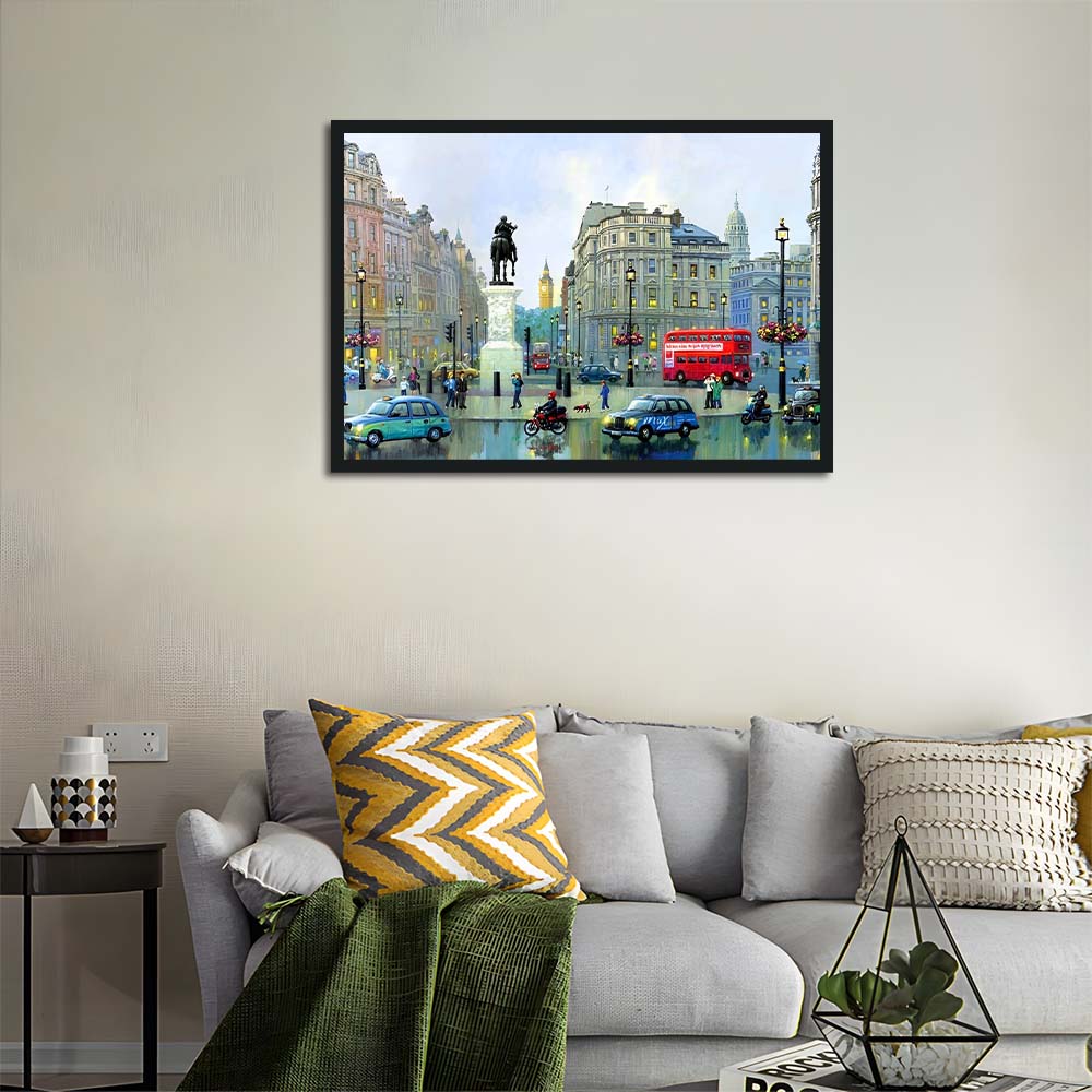 Rainy Street Reflects Passing Vehicles Cross Stitch Kits