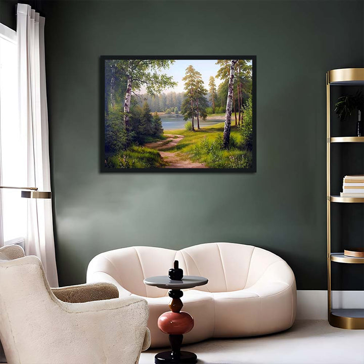 Green Trees Border Quiet Lake Cross Stitch Kits