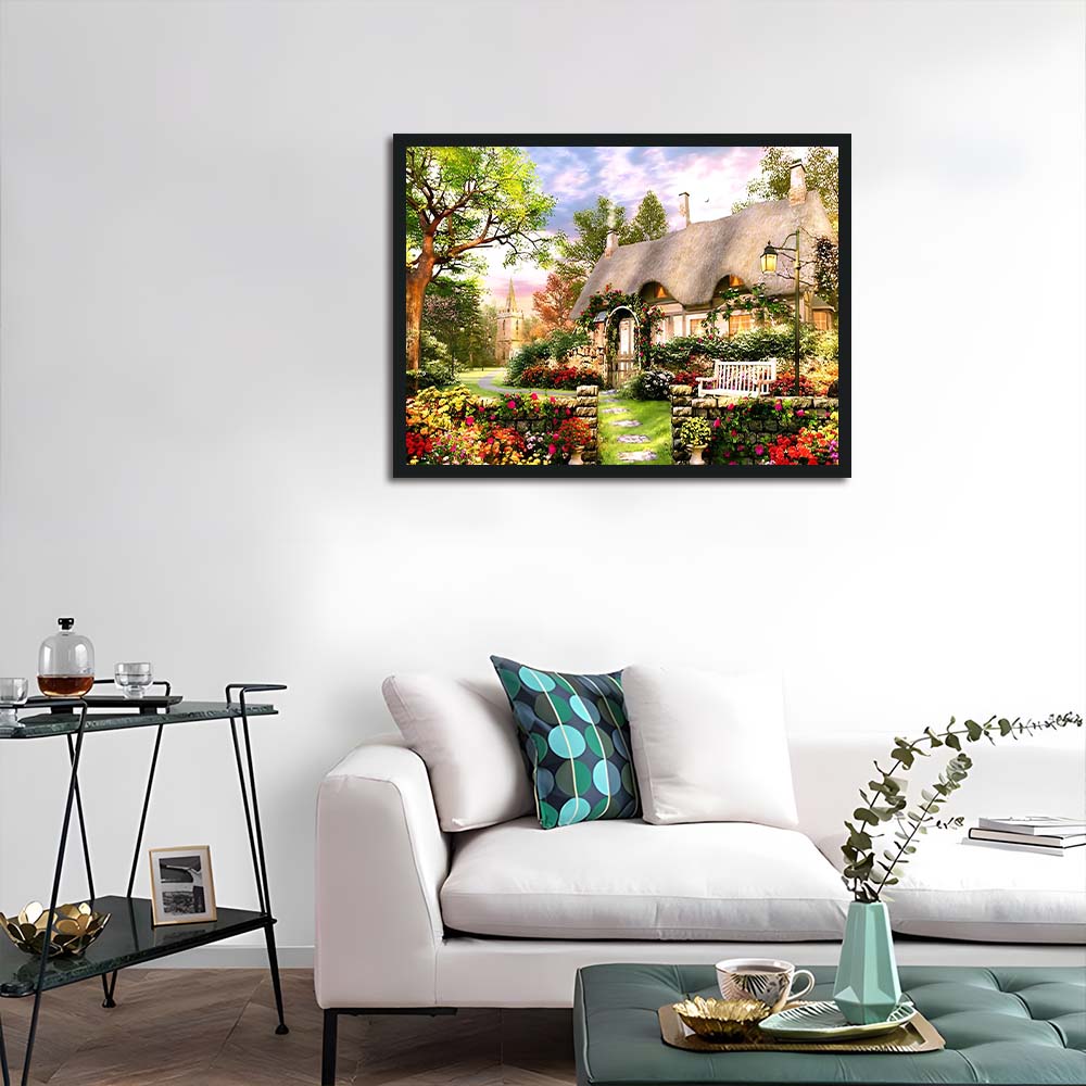 Cottage Stands among Flowers Cross Stitch Kits