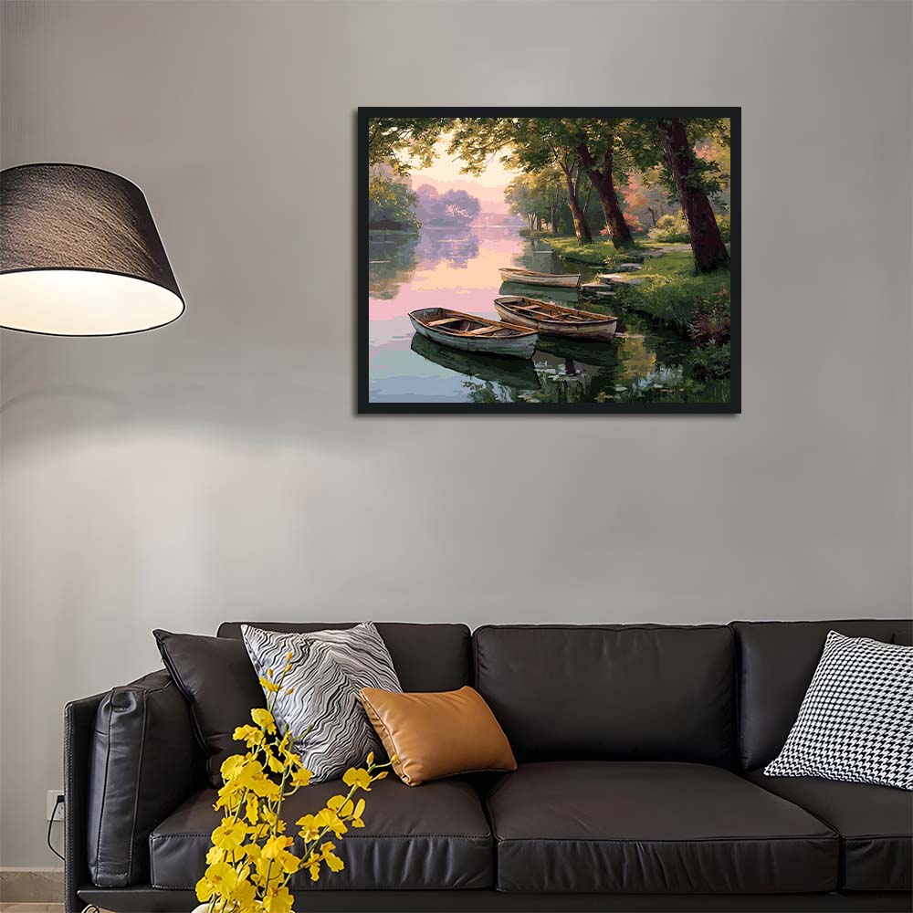 Boats Rest on Quiet River Cross Stitch Kits