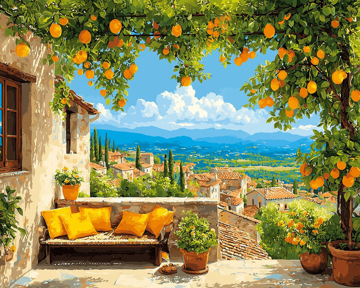 Lemon Tree Covers Sunny Terrace Cross Stitch Kits