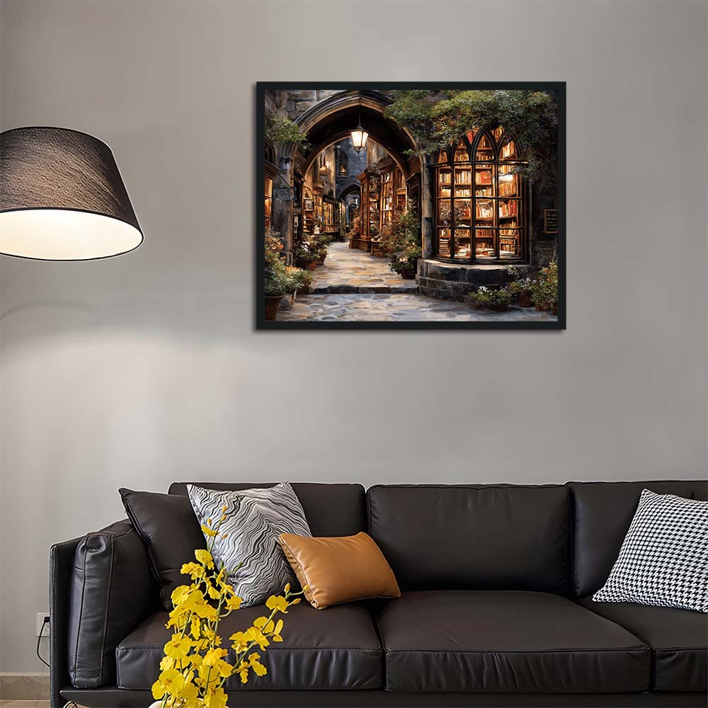 Plants and Books Fill Quiet Alley Cross Stitch Kits