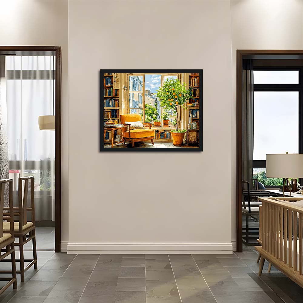 Lemon Tree and Yellow Chair in Cozy Study Cross Stitch Kits