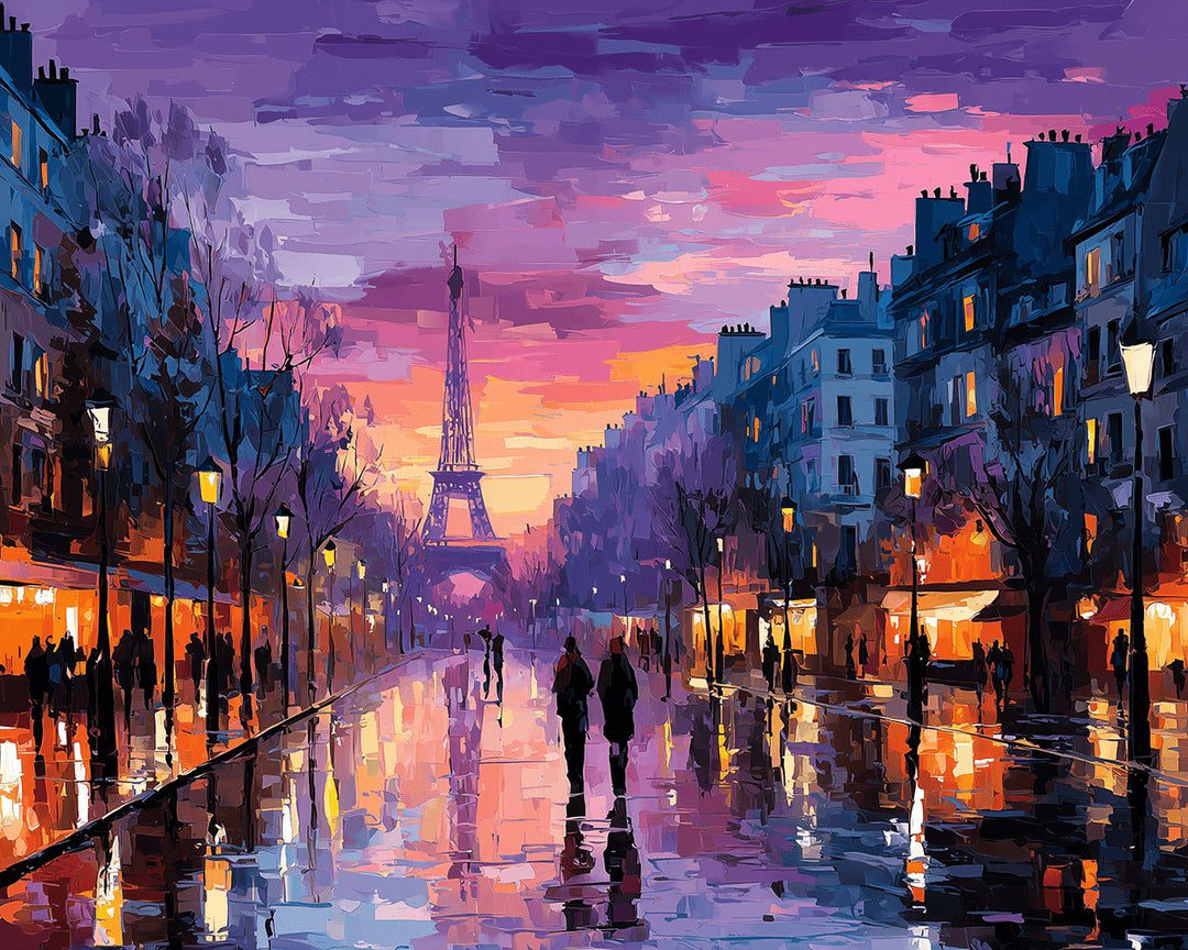 Eiffel Tower Stands Against Sunset Sky Cross Stitch Kits