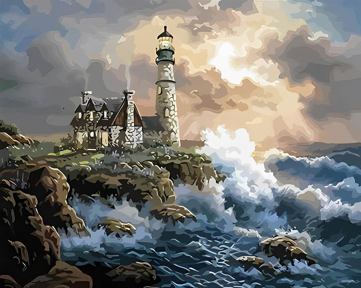 Ocean Waves Hit the Rugged Coast Cross Stitch Kits