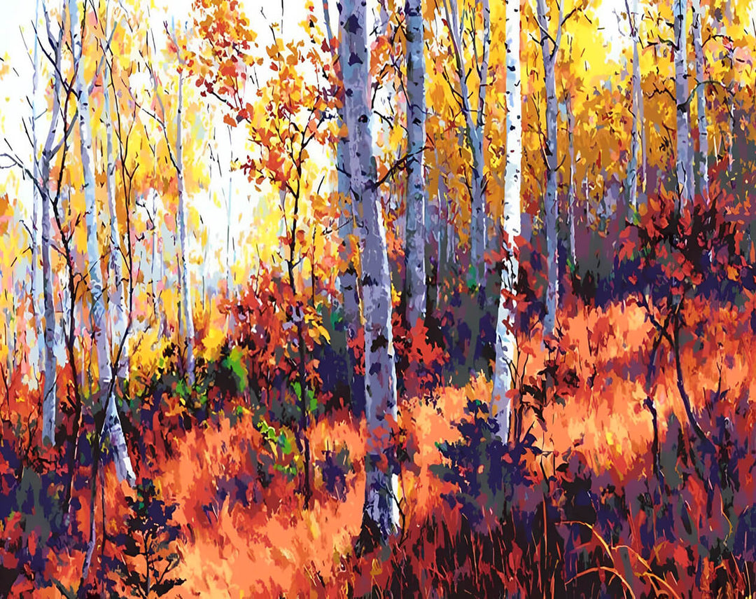 Orange Leaves Blanket the Forest Path Cross Stitch Kits