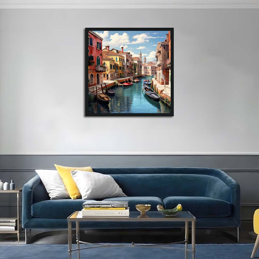 Vibrant Buildings Line the Waterway Cross Stitch Kits