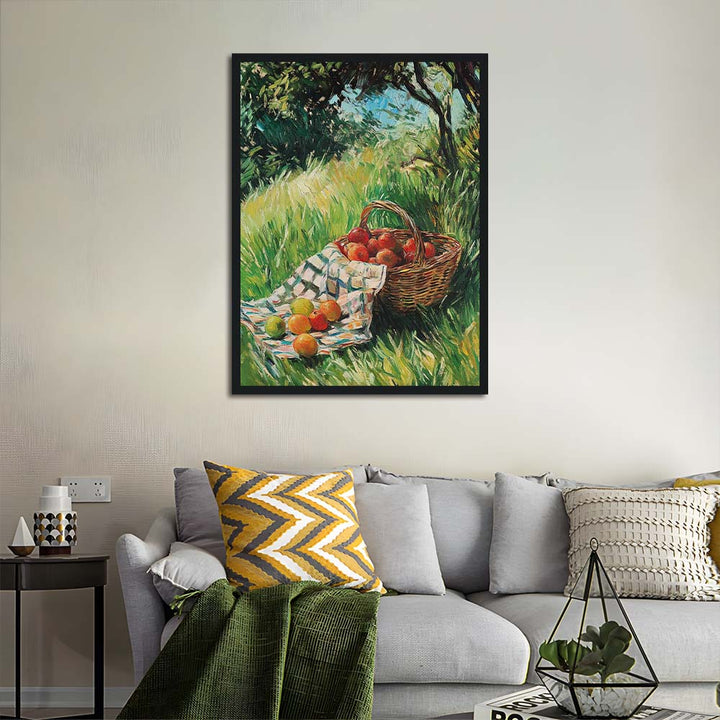 Fruit Basket Rests in Green Grass Cross Stitch Kits