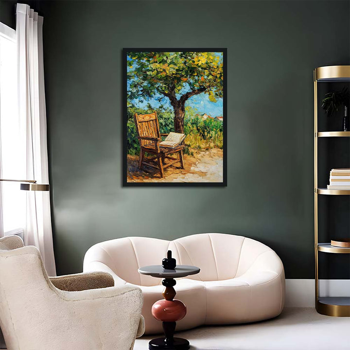 Wooden Chair Holds Open Book Cross Stitch Kits