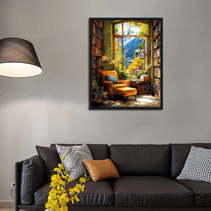 Open Window Reveals Blue Mountains Cross Stitch Kits