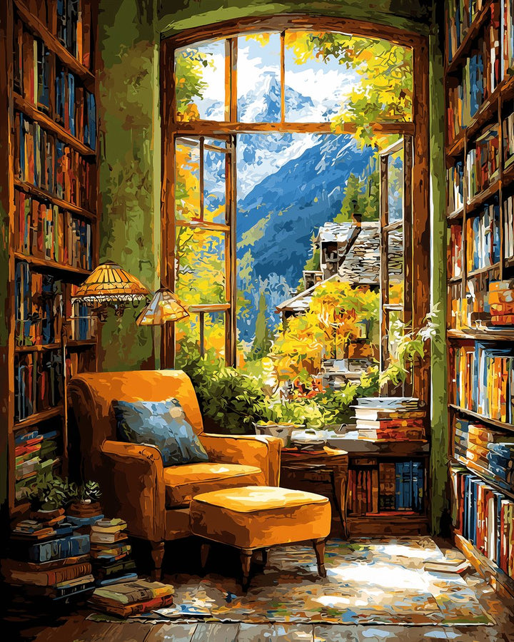 Open Window Reveals Blue Mountains Cross Stitch Kits